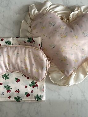 Lacemade bundle Pink Floral Heart Pillow and Matching Sleep Mask Set